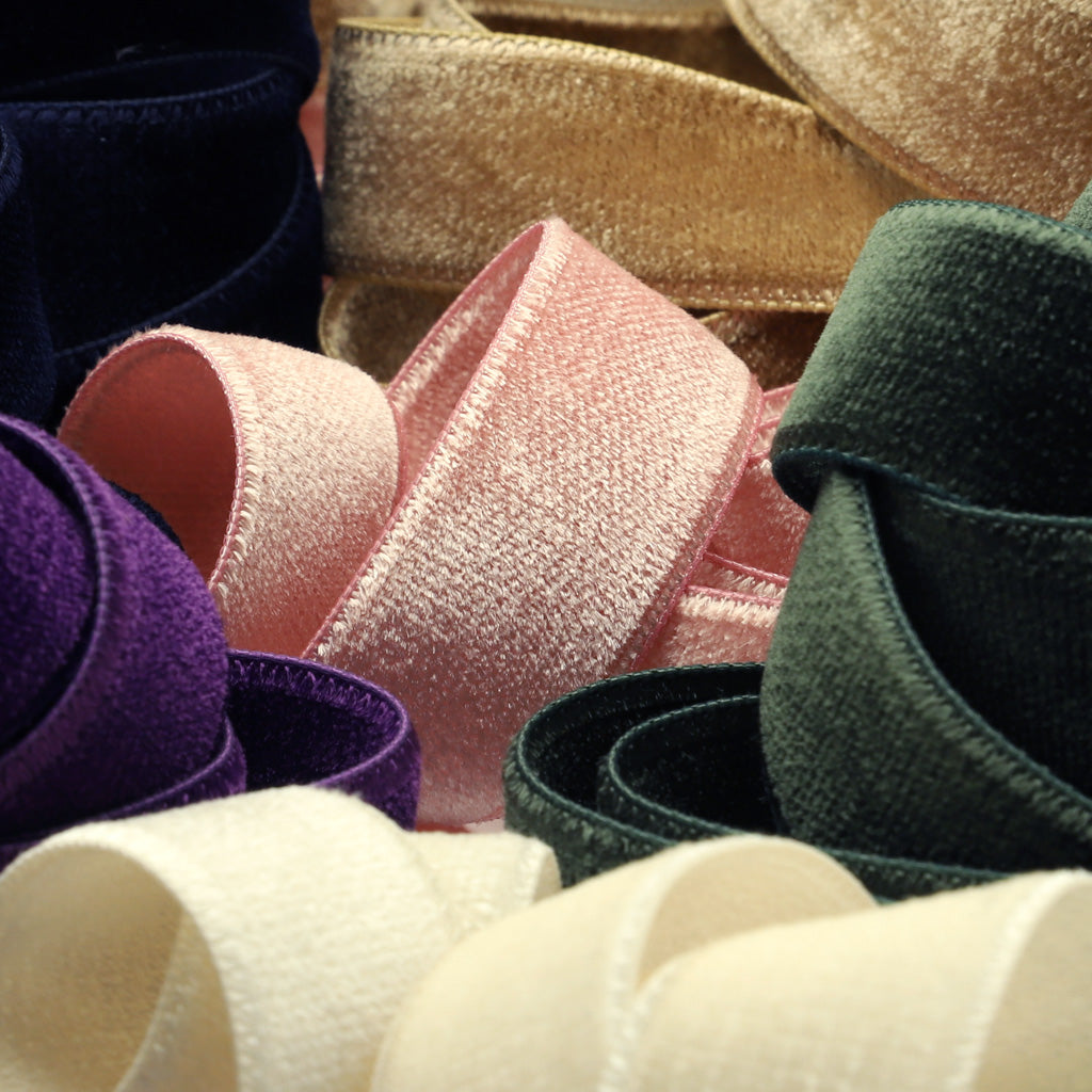 両面別珍リボン #105 スチールブラック