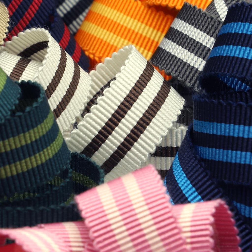 ストライプペタシャムリボン #9 ブラック&amp;カーボングレー