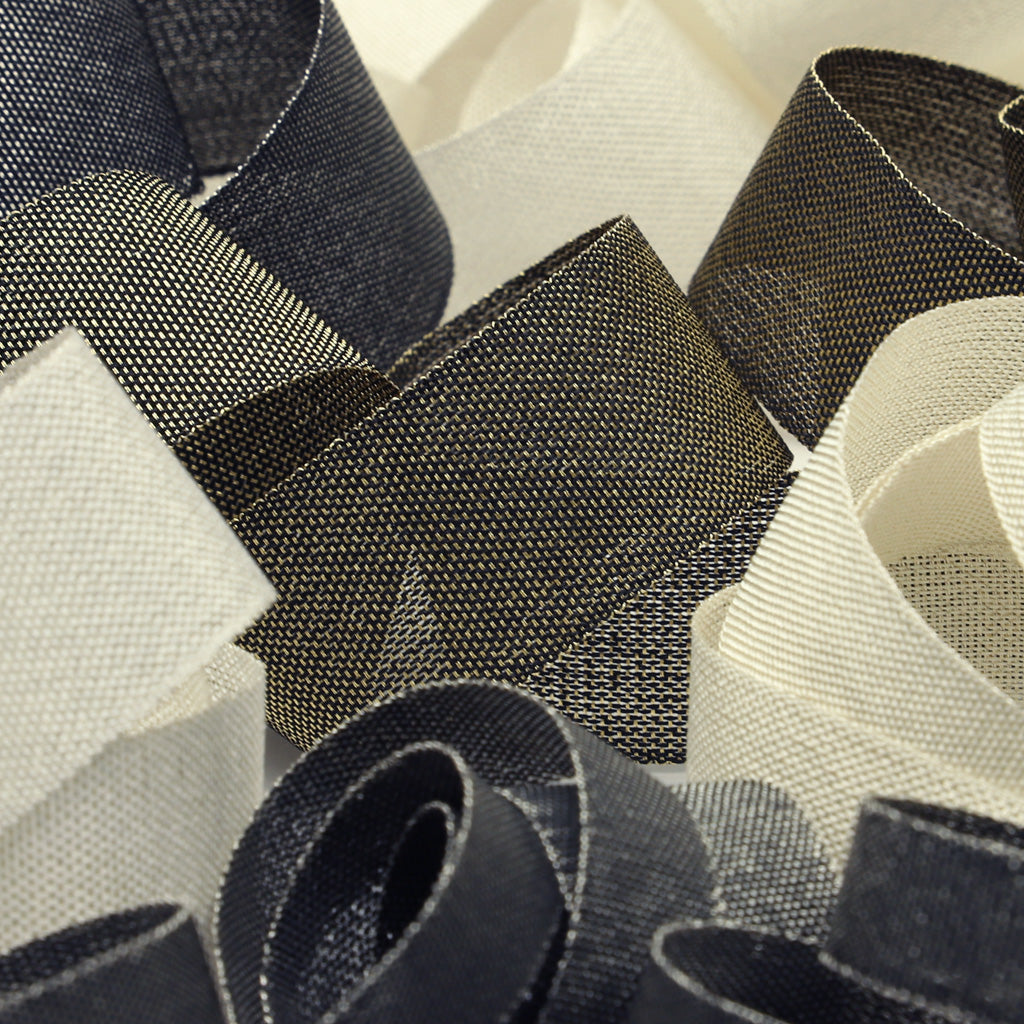 メタリックリボン #2 オフホワイト&amp;シルバー