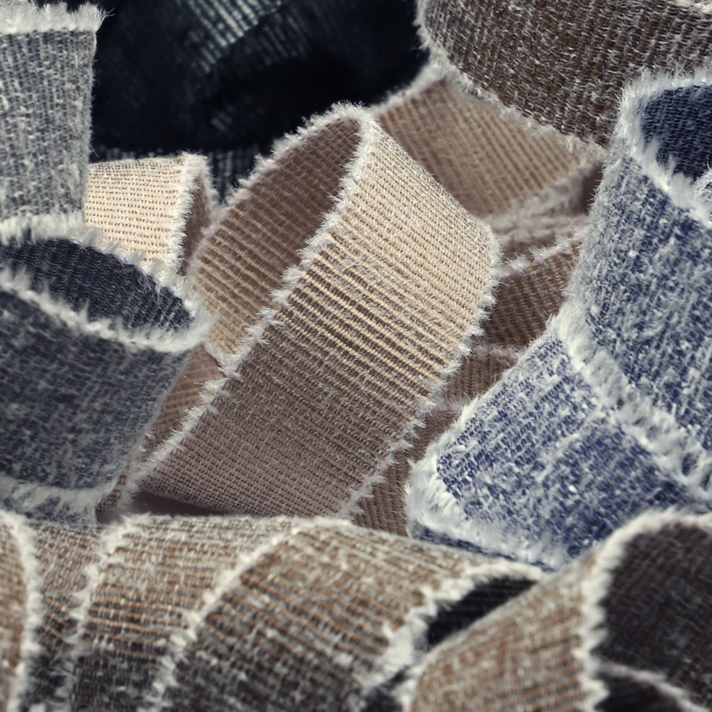 シャギーペタシャムリボン #73 ダークセピア&amp;ホワイト