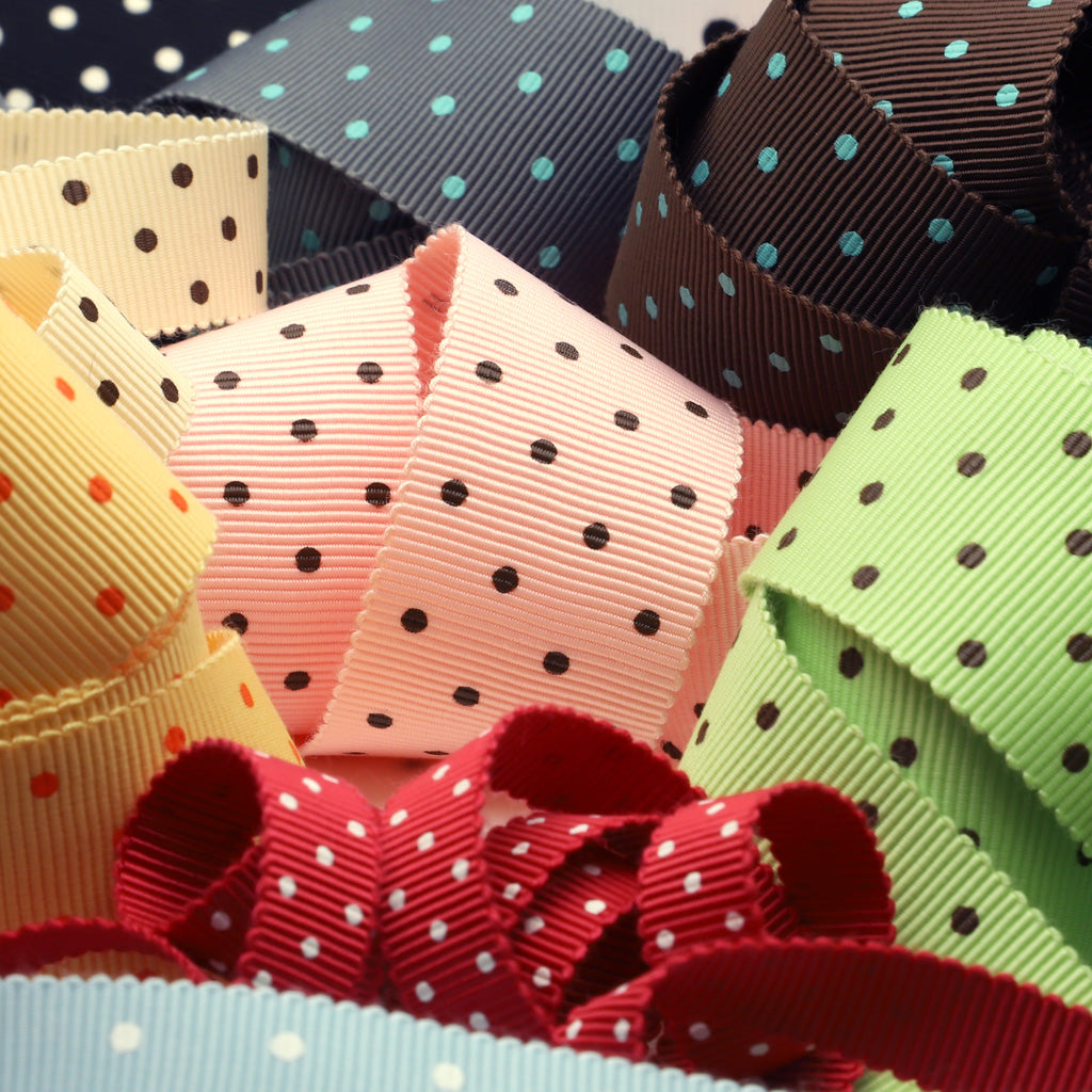 ドットプリントリボン（ペタシャム） #23 サフラン&amp;オレンジ