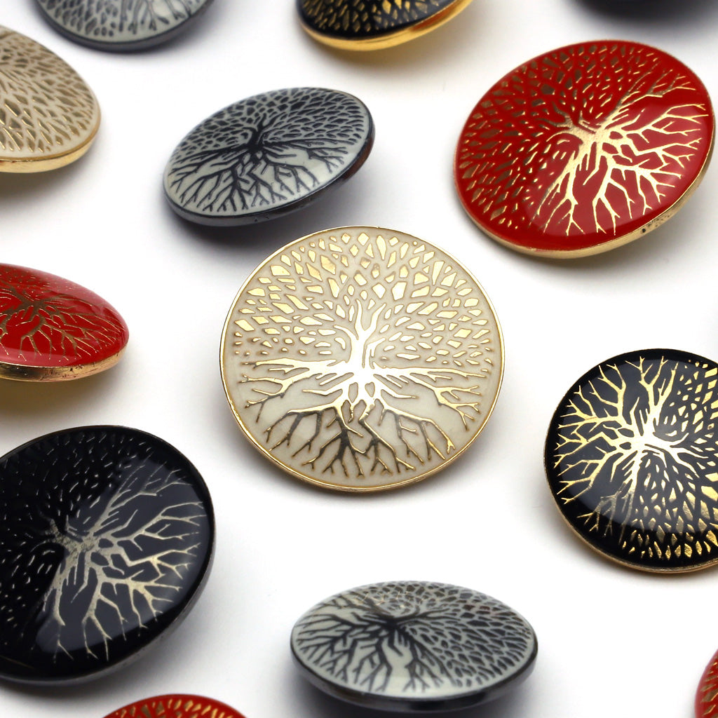 エナメルボタン ホワイト&amp;ガンメタ