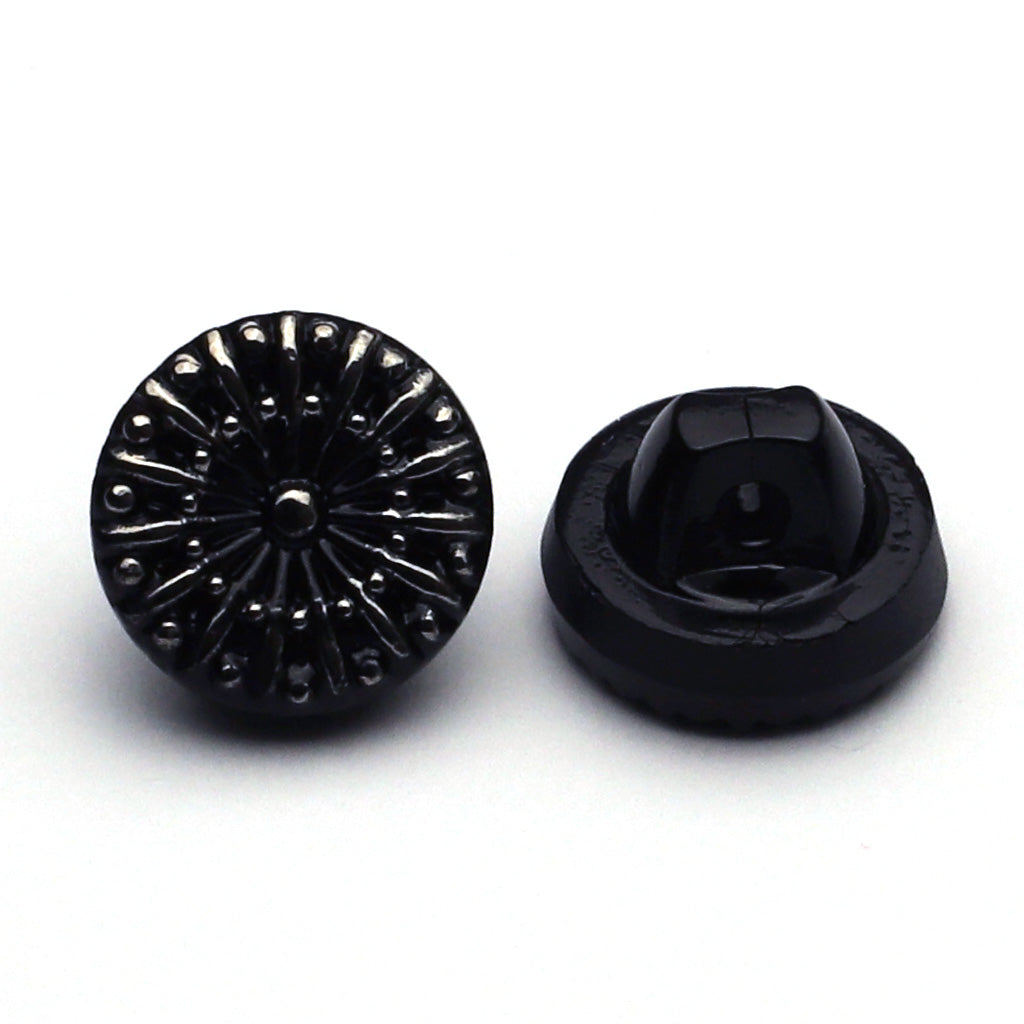 ガラスボタン ブラック&amp;シルバー