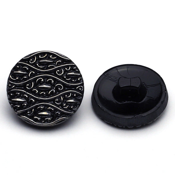 jb2,白と透明の黒のビンテージガラスボタンセット1000g BUT-G002-18mm-BKS_176e30d8-