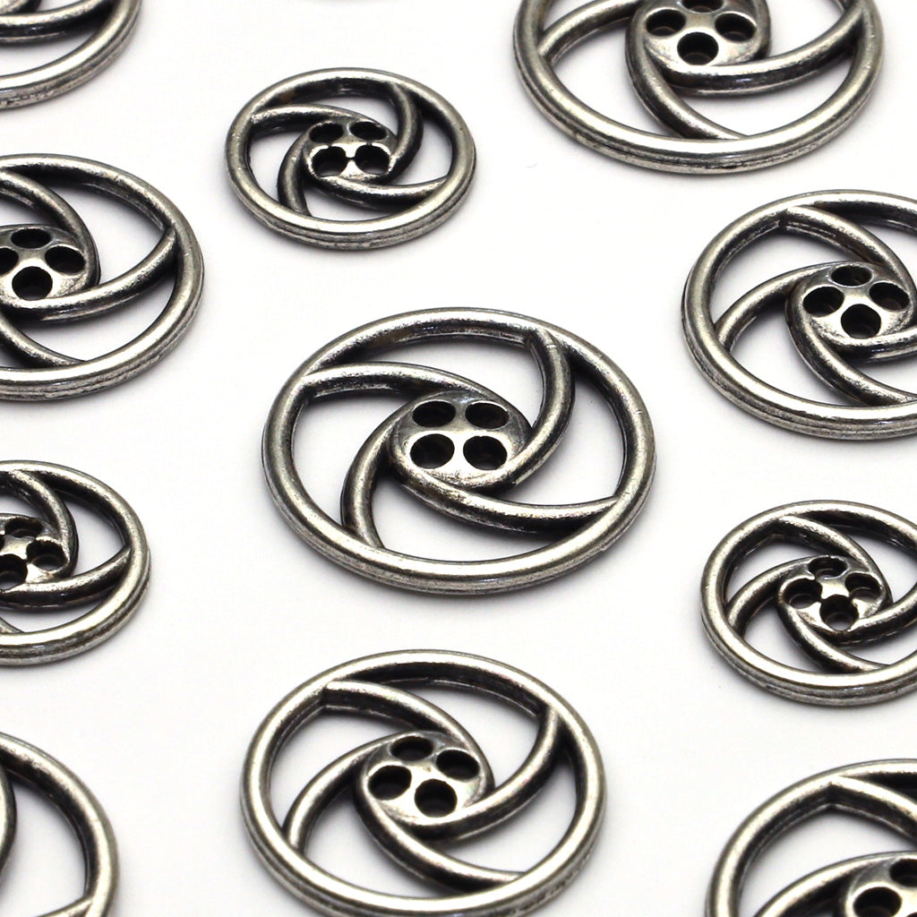 メタルボタン アンティークシルバー