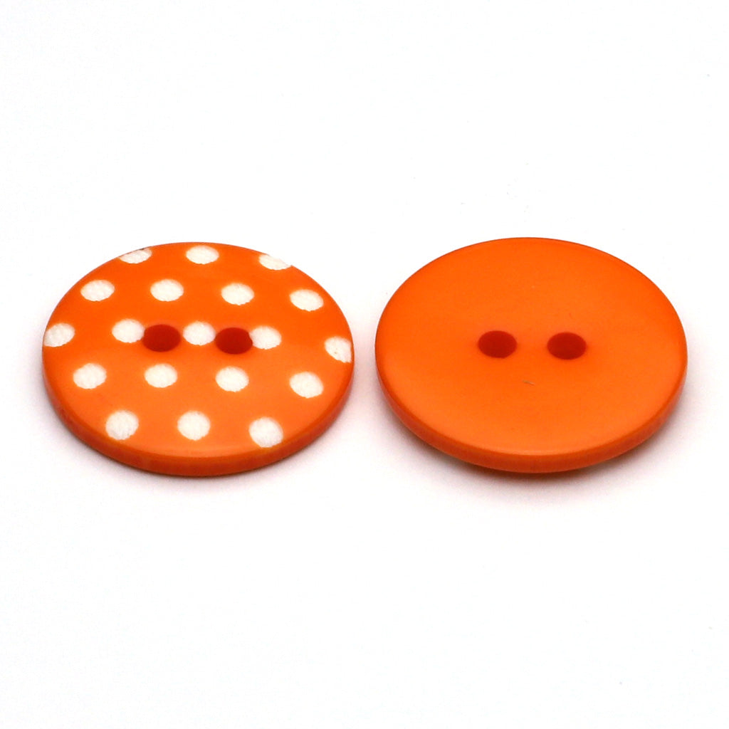 プラスチックボタン オレンジ&ホワイト