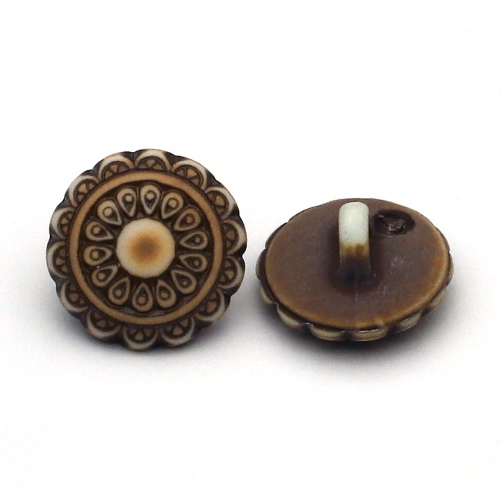プラスチックボタン ブラウン