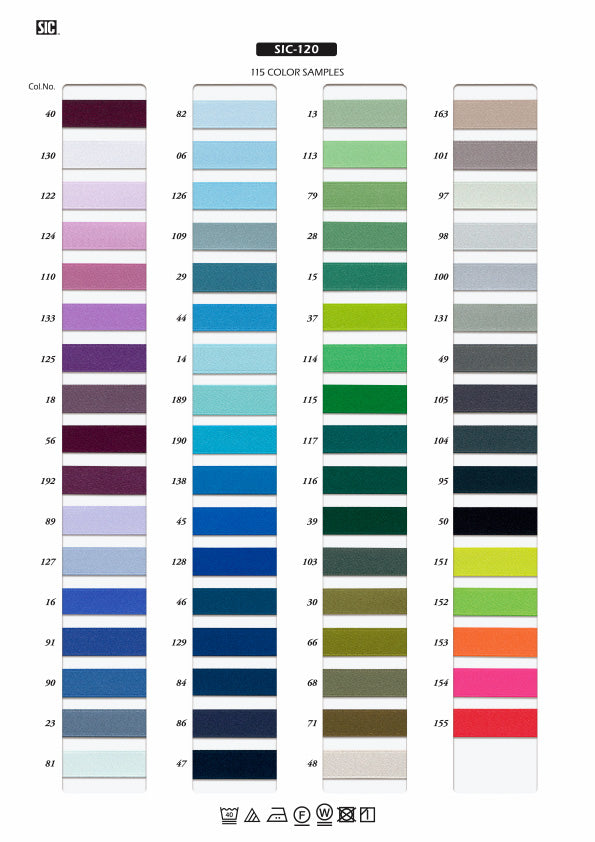 実物サンプル帳 ポリエステルサテンリボン（SIC-120 SIC-121）