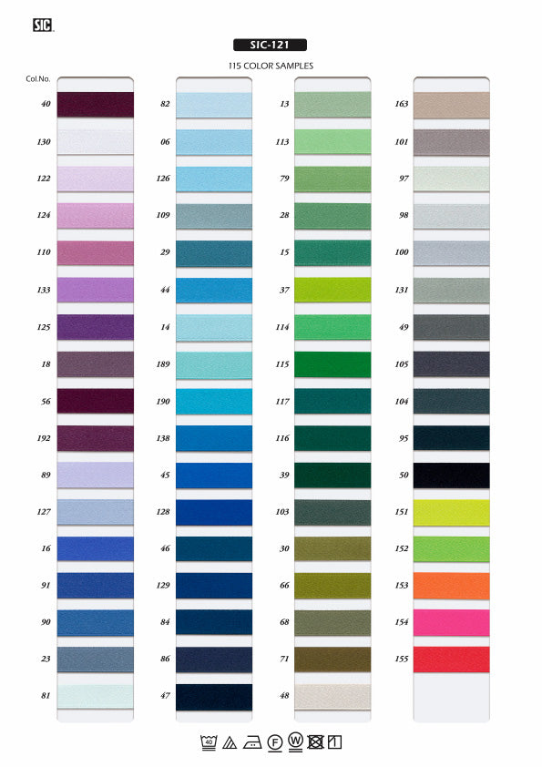 実物サンプル帳 ポリエステルサテンリボン（SIC-120 SIC-121）