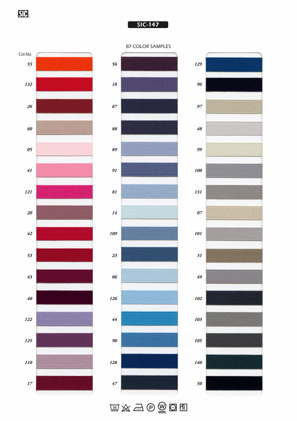 実物サンプル帳 コットン両面サテンテープ（SIC-147）