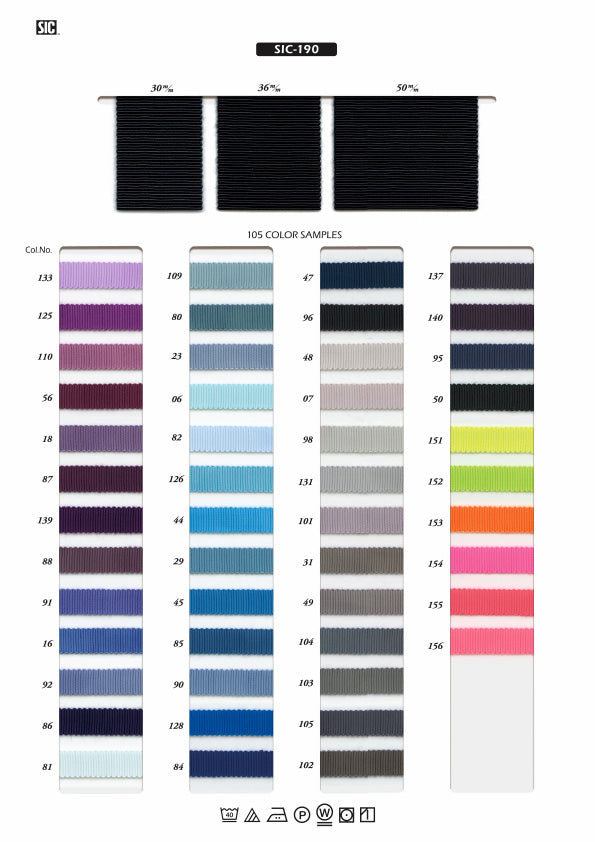 実物サンプル帳 ポリエステルペタシャムリボン（SIC-190）