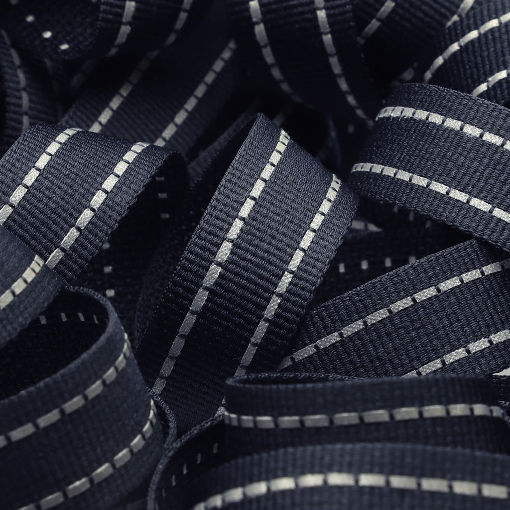 再帰反射織テープ #1 ブラック&amp;シルバー反射